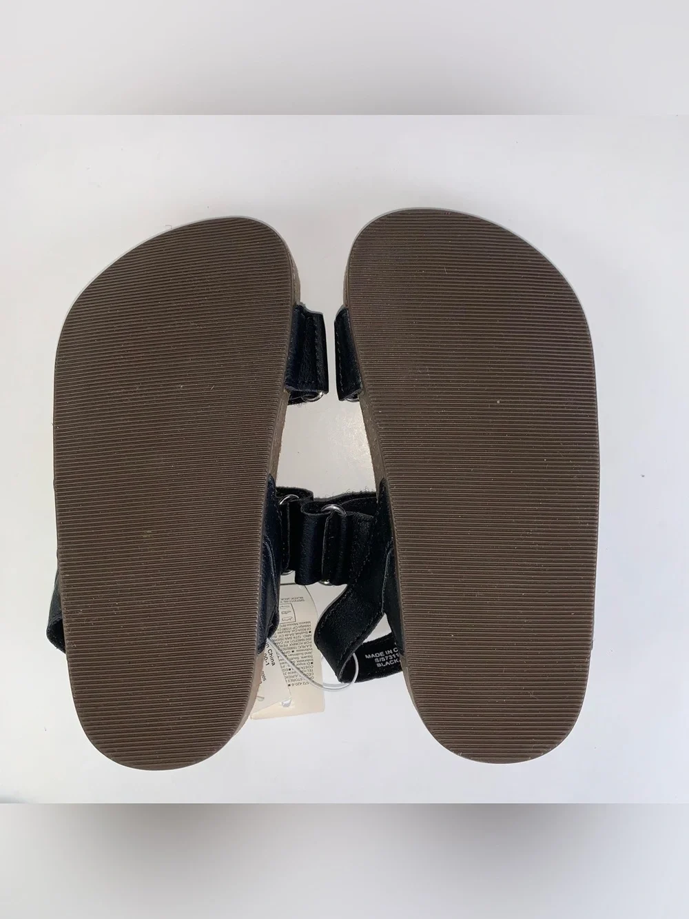 Old Navy PU double strap black sandals girls size 9